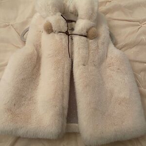 Luxurious Cream Faux Fur Vest for Kids